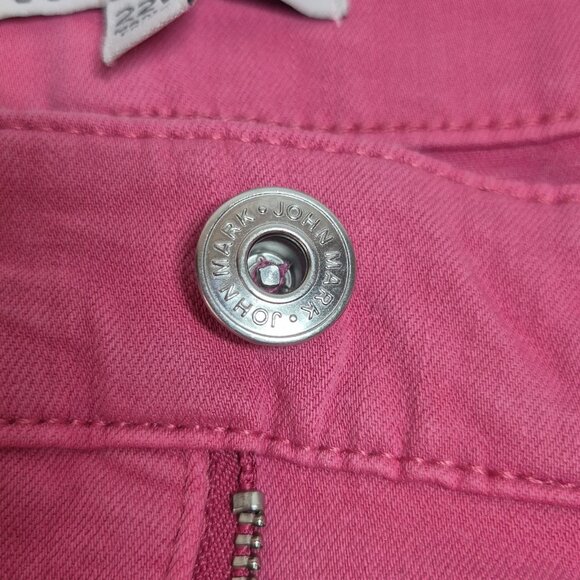 John Mark Women's Jeans Pants 22W Stretch Frayed Raw Fringe Ankle Fuchsia (11) - Picture 8 of 16